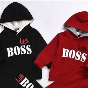 Little boss sweatsuit for the cutie in your life.